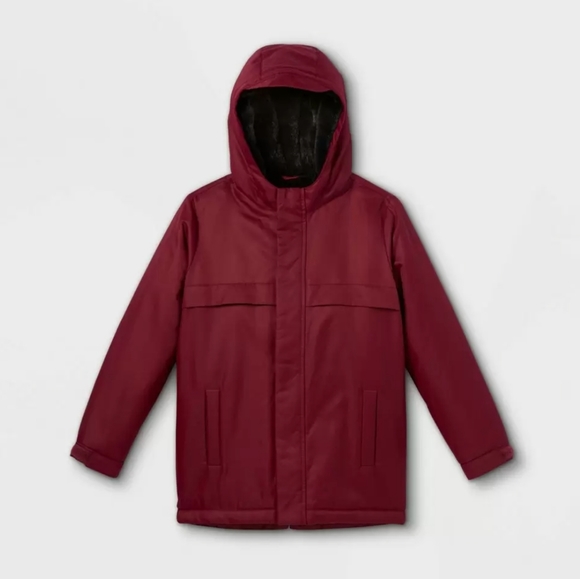New! Cat & Jack Girls' Lightweight Parka Jacket Burgundy Red Medium - Picture 1 of 9